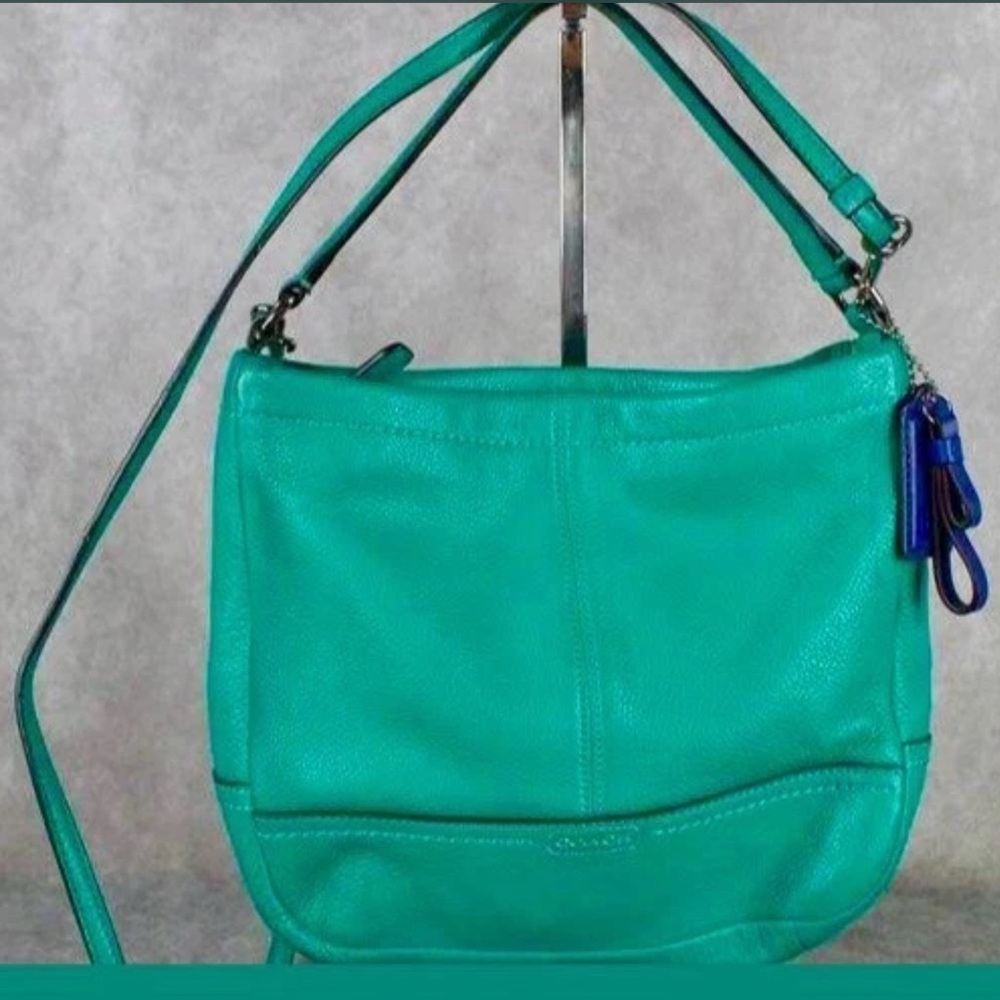 Coach Green Top Handle/Crossbody Pebbled Leather Handbag